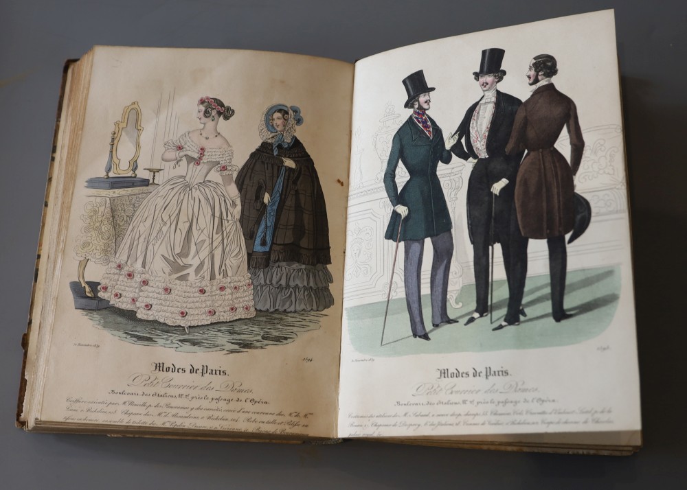 Mode du Paris - Petit Courrier des Dames, 8vo, half calf, covers detached, with 40 hand-coloured plates, Paris, 1839